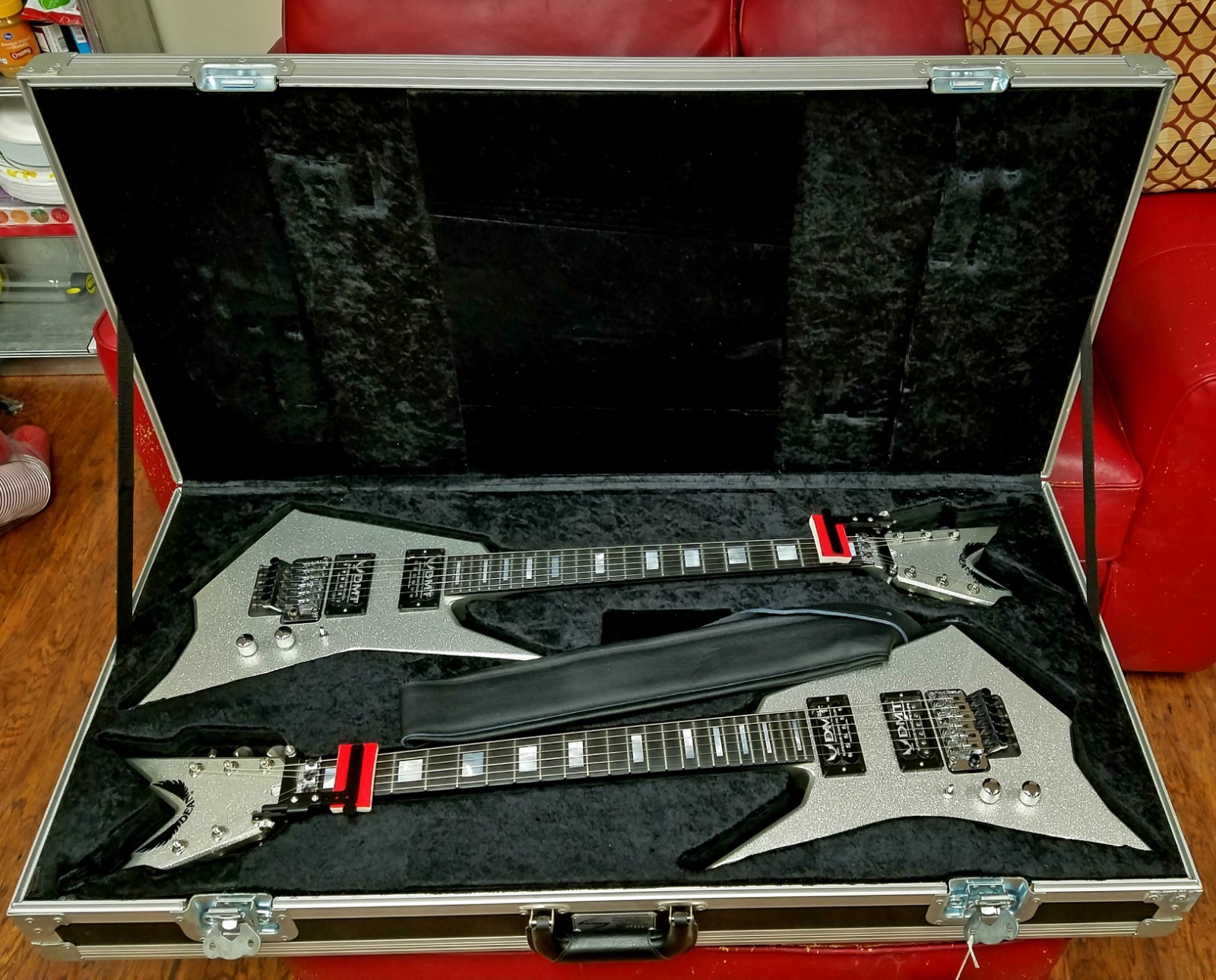 Dean U.S.A. Michael Angelo Batio Double Neck Guitar Large Silver Flake