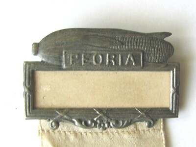 ANTIQUE CONVENTION RIBBON 10th ANNUAL MHSPA NAME TOP WITH EAR OF CORN PEORIA IL