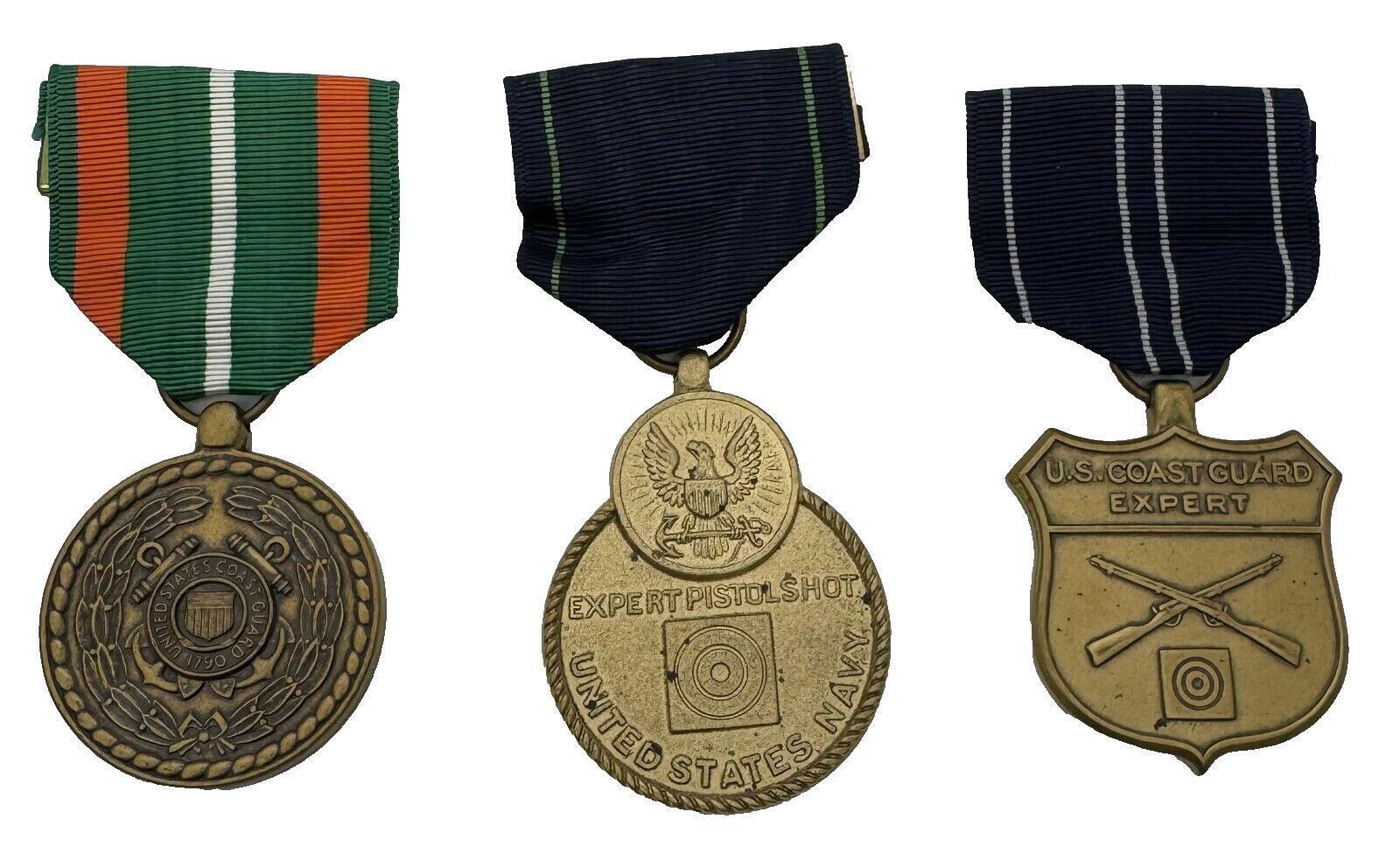Lot of 3 United States Military Coast Guard Navy Expert Marksman ...