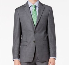  450 Calvin Klein Men's Gray X Slim-Fit Stretch Sport Coat Suit Jacket Size 42R