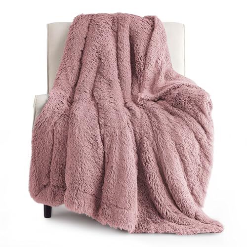Soft Fluffy Dusty Pink Twin Blanket 60x80 inches for Cozy Beds