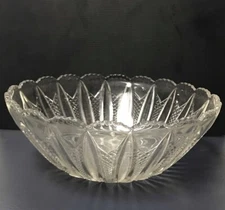 EAPG Antique Zippered Fine Cut, Unk. Maker Glass Bowl