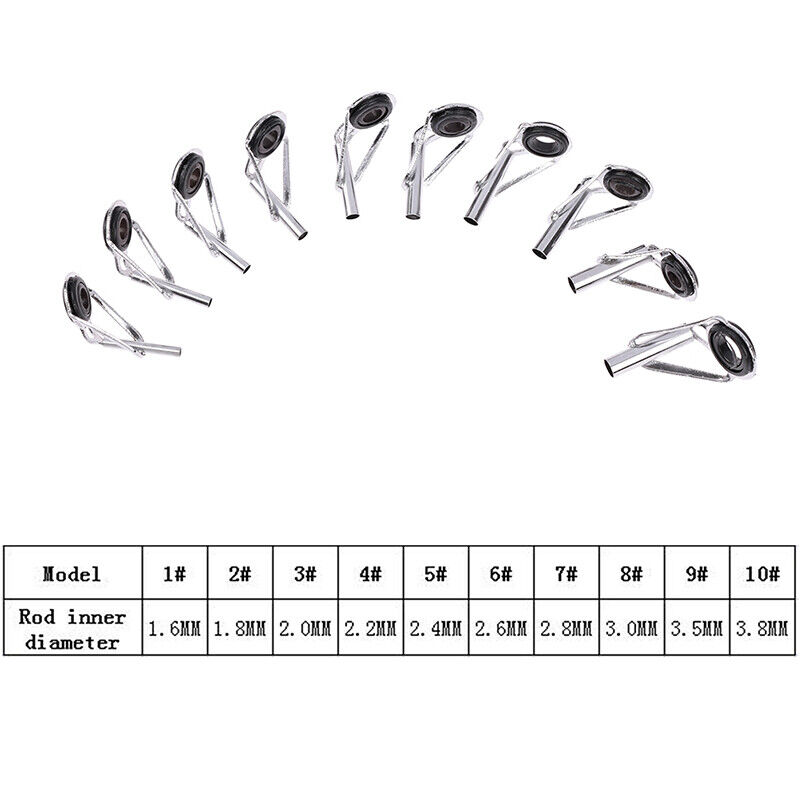 8pcs Stainless Steel Fishing Rod Tip Ring Eye Guide with Ring