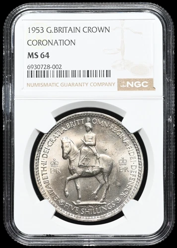 GREAT BRITAIN. Elizabeth II, Coronation Crown, 1953, NGC MS64