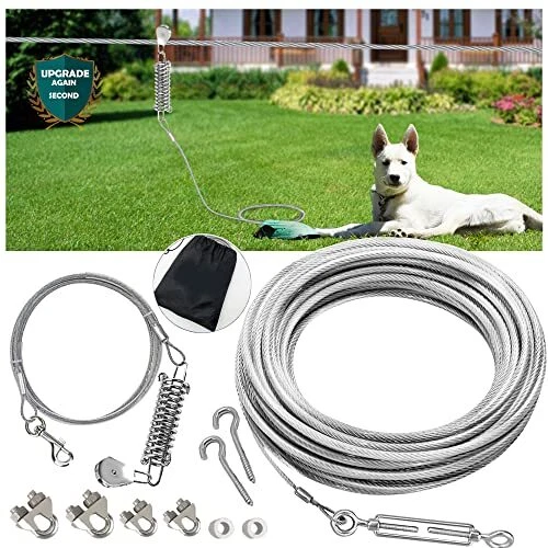 100Ft Dog Tie Out Aerial Run Trolley System Heavy Duty Dog