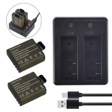 2 x 1050mAh Battery +Charger for AKASO EK7000 / Brave4 / Brave6 plus / Brave 6