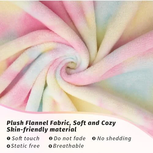 Manta para Sofá, Colorido Lindo Vellón (50x60 IN) Tie Dye Arco Iris Foto 4 de 4