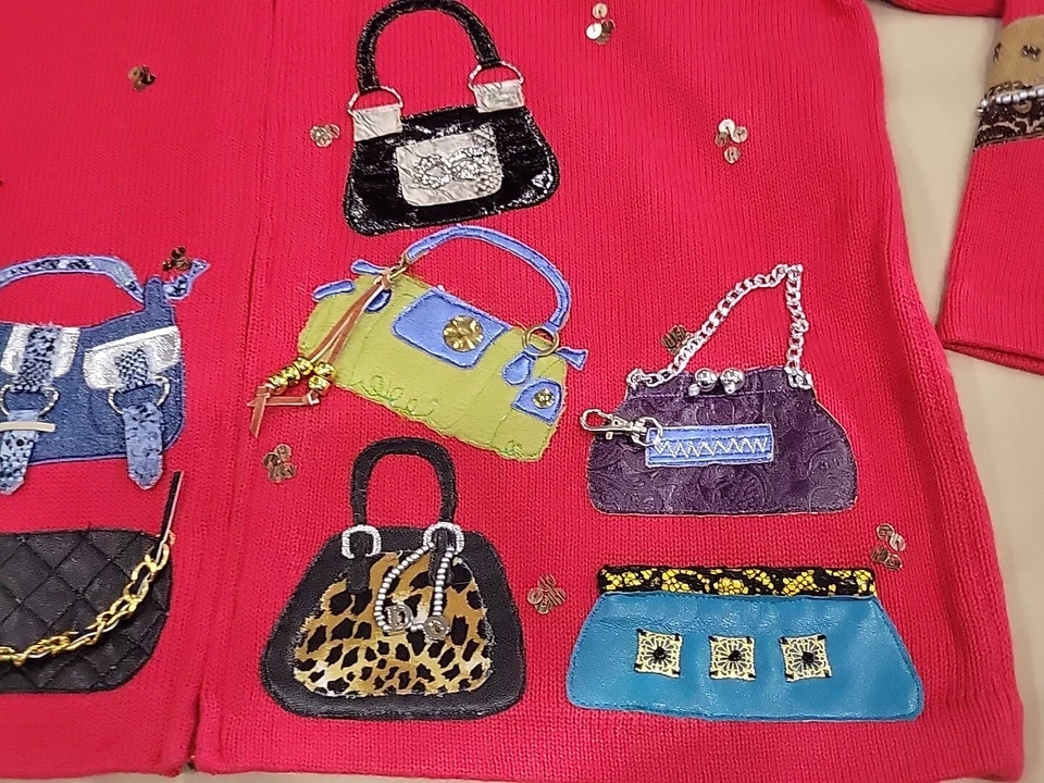 Opciones de diseño por Philip & Jane Gordon FANCY Bolsos de mano apliques suéter rojo talla M Foto 2 de 4