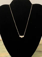 2CT 14K GOLD QVC DIAMONIQUE CZ DQCZ DQ CZ CUBIC ZIRCONIA 3 STONE NECKLACE -5.5g