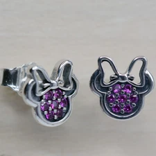 New Authentic Pandora Earring Disney Minnie Red Stud 290580CZR W Suede Pouch