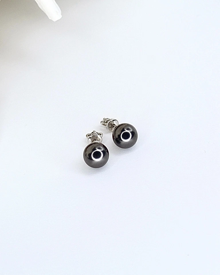 Pendientes con perlas Swarovski plata de ley hechos en Ucrania regalo para mujer Foto 4 de 4