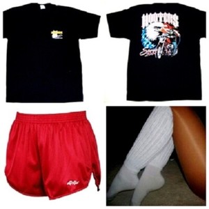 XL H Discontinued Hooters Uniform Shirt Dolfin Shorts Name Tag Pantyhose Socks 