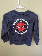 Marvel Boys Spider Man Sweatshirt Crew Neck Pullover Blue Size Small