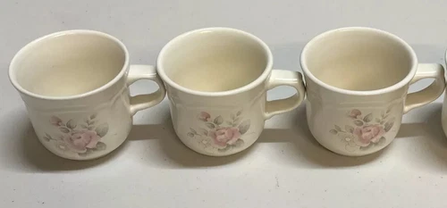 Pfaltzgraff Tea Rose Pattern, Set Of 3, Stoneware, 8 Oz Coffee Mugs Tea Cups