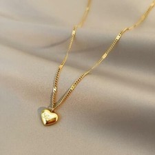 316L Stainless Steel Gold Heart Necklaces Women Fashion Party Gift Metal Chain