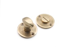 Antique Solid Brass Reeded Beehive WC Privacy Thumb Turn & Release Bathroom Lock