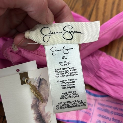 Jessica Simpson Womens Pretty Pique Side-Shirred Bikini Femme Pink Size XL NWT - Picture 6 of 7