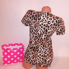 Victoria Secret PINK T Shirt XS Leopard Animal Print Short Sleeve New