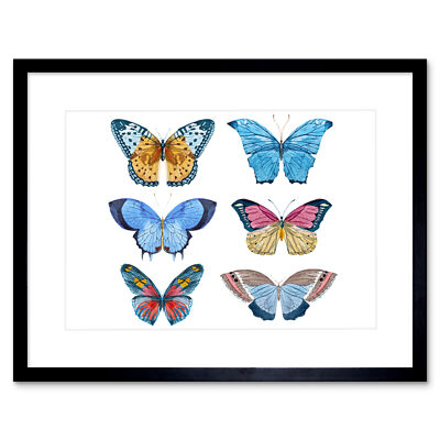 Schmetterlinge Vektor Aquarell Kunstdruck gerahmtes Poster Wanddeko