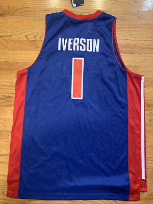 Detroit Pistons Allen Iverson #1 Adidas Swingman Jersey Sewn
