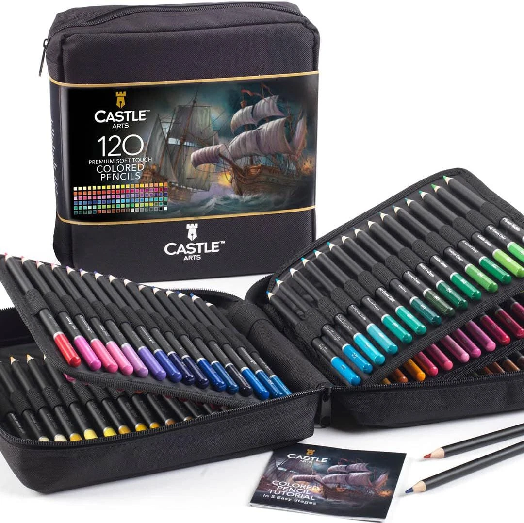 Castle Art Supplies 120 Colored Pencils 120 Count (Pack of 1), Multicolour