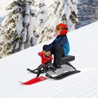 Snow Racer Sled w/ 2 Serrated Foot Brakes 220.5lbs Load Black+red Kids Adults