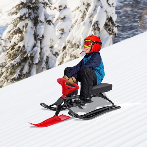 Snow Racer Sled w/ 2 Serrated Foot Brakes 220.5lbs Load Black+red Kids ...