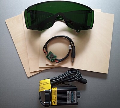   CREALITY Adjustable Focus Blue-Violet Laser Kit w/ Glasses + Wood Plates  