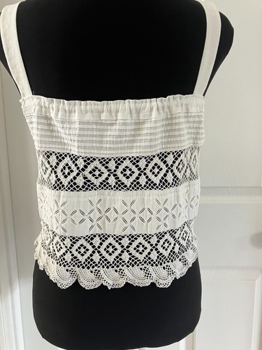 ANTIQUE/VINTAGE WHITE COTTON & MIXED LACE CAMISOLE/CORSET COVER - Picture 5 of 12