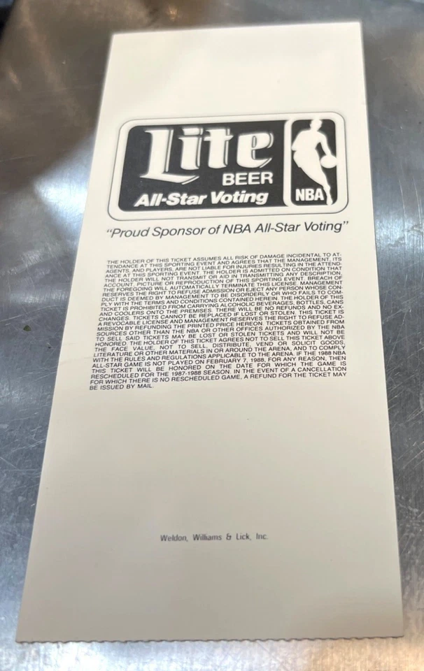 38th Annual NBA All Star Game Ticket Stub from February 7, 1988 Jordan MVP - Image 3 of 4