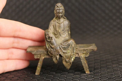 Chinese bronze buddha kwan-yin guan-yin statue blessing home decoration Tibet - Image 1 of 4