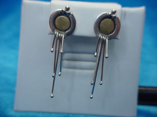 STERLING SILVER EARRINGS WITH DANGLES - SIGNED S. STONE - WELL MADE
