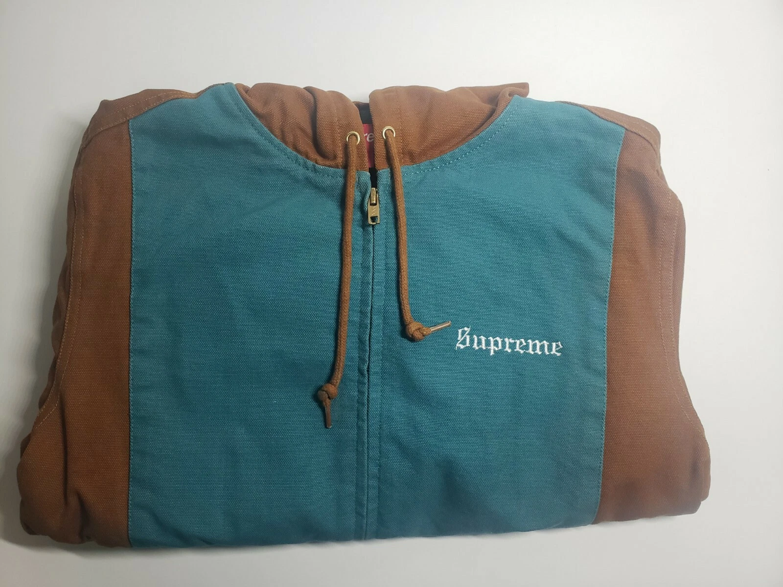 Veste de travail à capuche Supreme 2 tons canard marron taille S SS17 