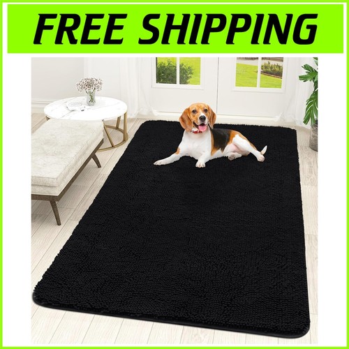Quick Dry 59x35 Chenille Dog Doormat - Stylish Non-Slip Indoor Entryway Mat