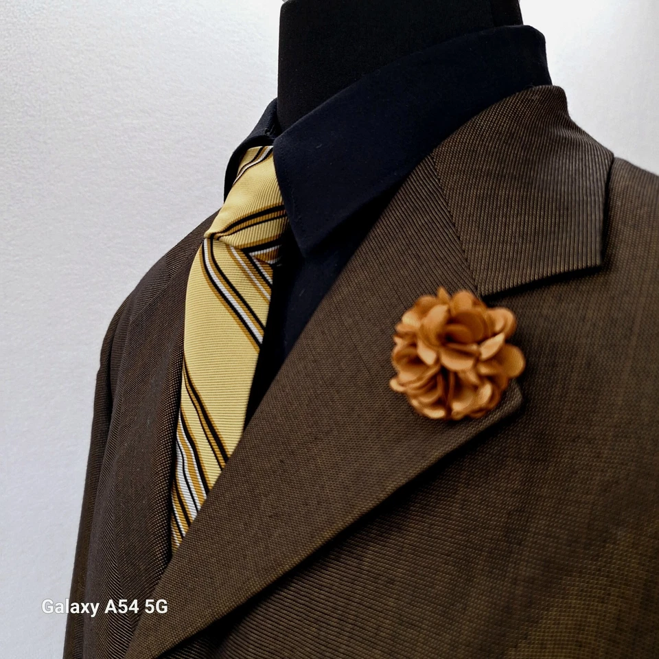 Belli Italian Handtailored Sharkskin 2 Pc Suit Black Gold New DS Vintage 1960s  - Image 2 of 4