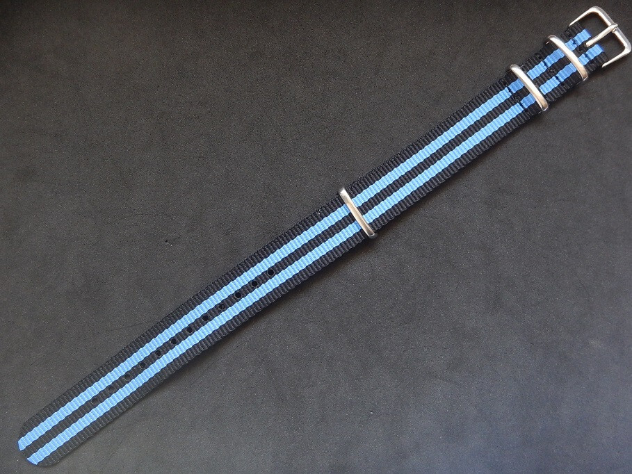 Bracelet OTAN (NATO) Bleu Et Noir - Largeur 18 Mm - Fabrication Française - Neuf