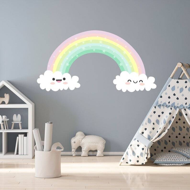 Funny Pastel Rainbow Wall Decal for Baby Room