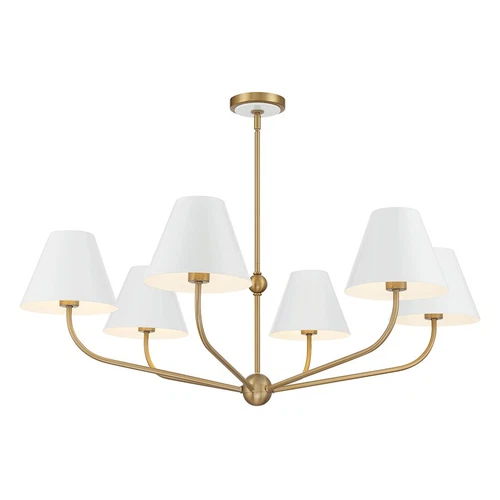 Crystorama Xavier 6 Light 40" Chandelier, Gold/White/White - XAV-B9316-VG-WH - Picture 1 of 1
