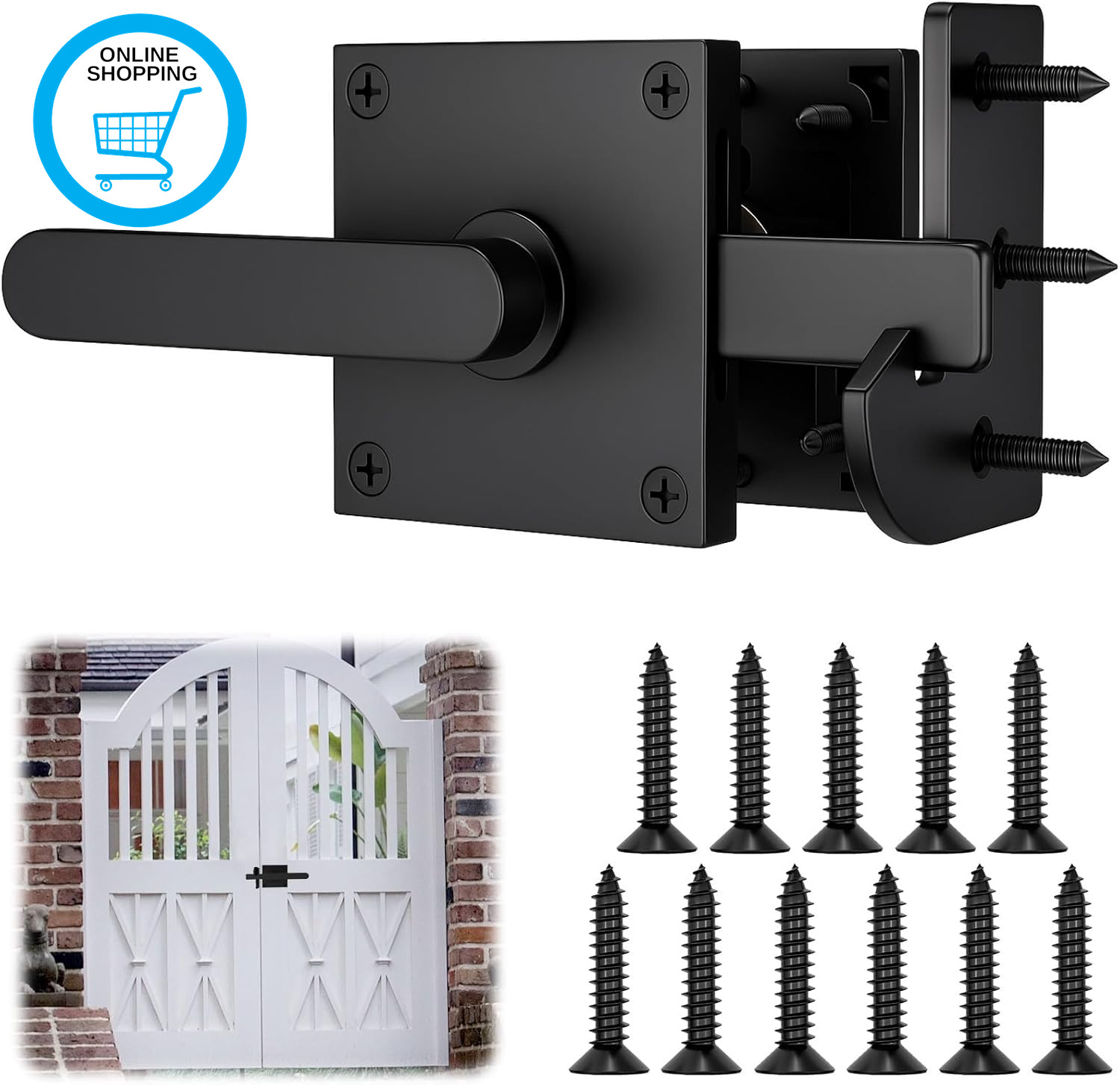 Double Side Wooden Fence Latch, Heavy Duty Aluminum Gate Latch - Rust-Proof and