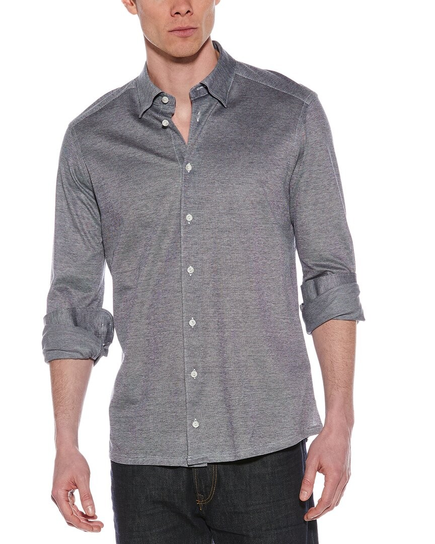 Итонская Оксфордская рубашка из пике современного покроя мужская синяя L