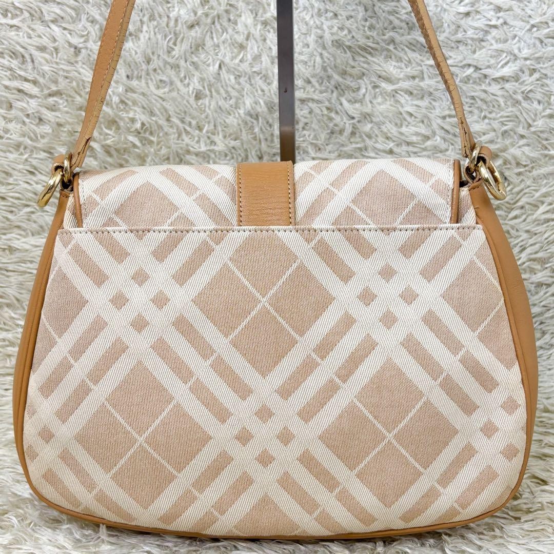 Burberry Blue Label One Shoulder Bag Nova Check Beige Leather Y2K Bag 26a New thumbnail 23