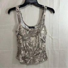 Streetwear Society Women’s Padded Grey & Cream Camouflage Tank Top