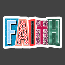 Christian Sticker Vinyl Decal Faith Cross Colorful Retro Religious