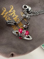 Vivienne Westwood Orbit Pink Small Heart Necklace Clearance