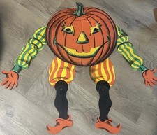 Vtg Paper Pumpkin Halloween Jack-O -Lantern Goblin Decor Articulated Beistle