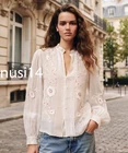 ZARA NEW WOMAN ZW COLL  FLORAL EMBROIDERED ORGANZA SHIRT ECRU XS-XL 5107/241/712