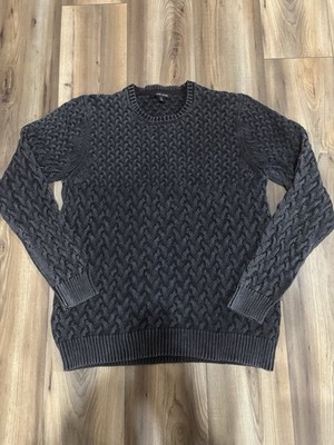 Adam Levine Gray Cable Knit Cotton Sweater Chain Link Men s XL