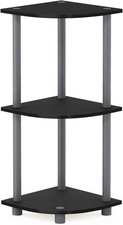 Furinno 3-Tier Rack Corner Display Turn-N-Tube Decor Shelving Unit, Black/Grey