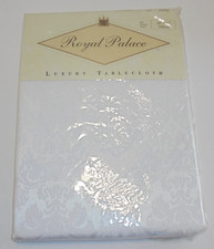 Royal Palace Luxury Damask Tablecloth 60" x 84" Oblong White New in Package