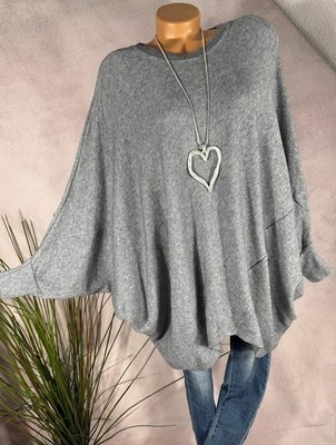 Oversized sweater women's long sweater wide casual one size gray